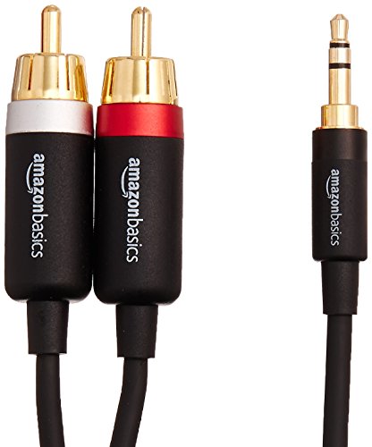 AmazonBasics - Cable adaptador (3,5 mm a 2 machos RCA, 2,44 m)