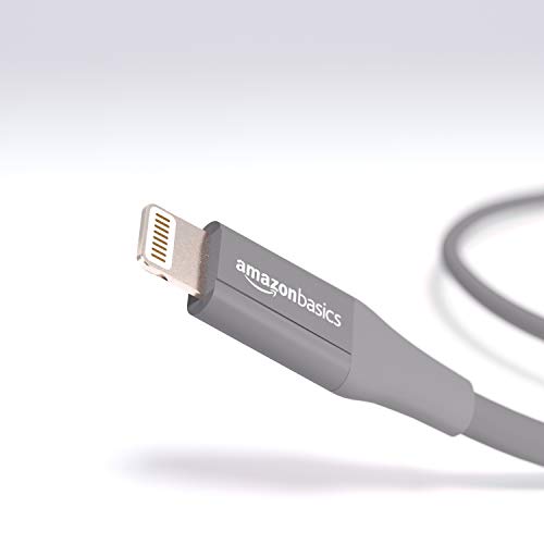 AmazonBasics - Cable de conector Lightning a USB A para iPhone y iPad - 1,8 m - 1 unidad, Gris