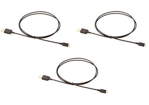 AmazonBasics - Cable USB 2.0 de tipo A macho a micro B (Paquete de 3), 0,9 m, Negro