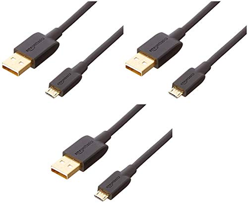 AmazonBasics - Cable USB 2.0 de tipo A macho a micro B (Paquete de 3), 0,9 m, Negro
