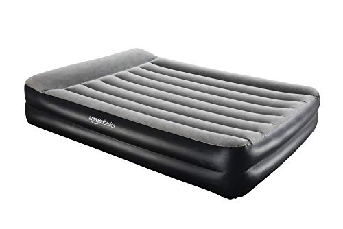 AmazonBasics - Cama hinchable con almohada, con bomba de aire incluida, doble, color gris
