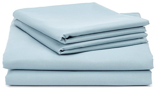 AmazonBasics - Juego de fundas de edredón y de almohada de microfibra, 260 x 220 cm + 2 fundas 50 x 80 cm - Azul claro