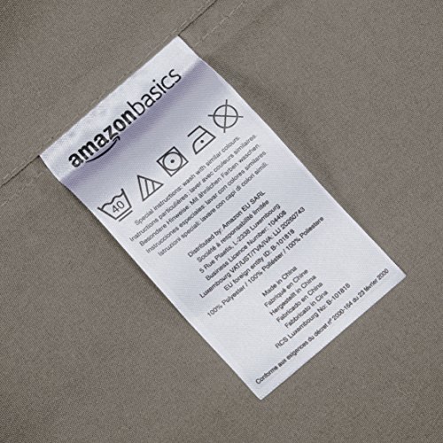 AmazonBasics - Juego de fundas de edredón y de almohada de microfibra, 260 x 220 cm + 2 fundas 50 x 80 cm - Gris topo