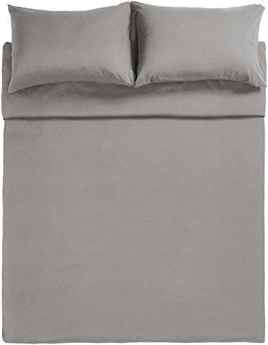 AmazonBasics - Juego de fundas de edredón y de almohada de microfibra, 260 x 220 cm + 2 fundas 50 x 80 cm - Gris topo