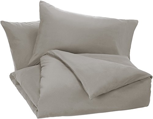 AmazonBasics - Juego de fundas de edredón y de almohada de microfibra, 260 x 220 cm + 2 fundas 50 x 80 cm - Gris topo