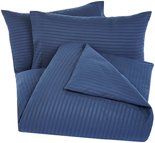 AmazonBasics - Juego de ropa de cama con funda nórdica de microfibra y 2 fundas de almohada - 220 x 250 cm, azul marino