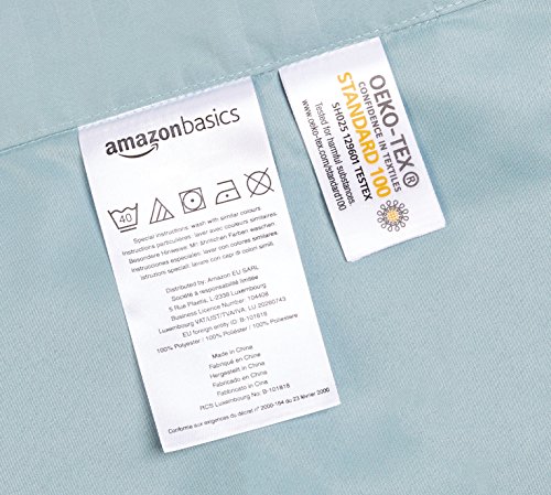 AmazonBasics - Juego de ropa de cama con funda nórdica de microfibra y 2 fundas de almohada - 220 x 250 cm, azul spa