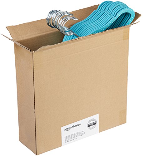 AmazonBasics - Perchas infantiles de terciopelo - Paquete de 30, Azul (lunares)