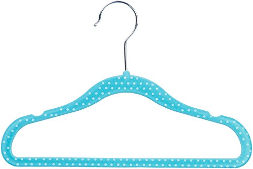 AmazonBasics - Perchas infantiles de terciopelo - Paquete de 30, Azul (lunares)