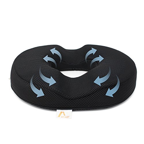 Amazy Cojín ortopédico de Gel (Redondo) – Incli. Funda de Repuesto y Bolsa de Transporte - Alivia hemorroides, Dolor de cóccix o ciática