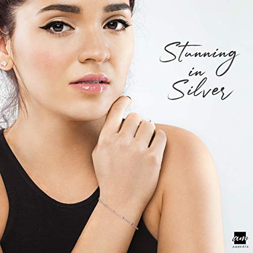 Amberta® Joyería - Pulsera - Fina Plata De Ley 925 - Cadena de Bola - 1.1/3.2 (mm) - 18 19 20 cm (18cm)