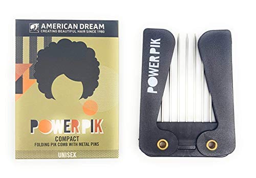 American Dream Ultimate Peine plegable compacto con pasadores de metal, ideal para tipos de cabello afro, rizado y ondulado.