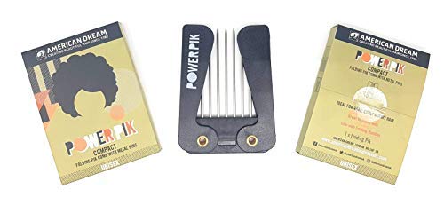 American Dream Ultimate Peine plegable compacto con pasadores de metal, ideal para tipos de cabello afro, rizado y ondulado.