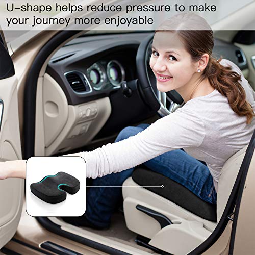 AMERIERGO Cojín de Asiento de Espuma con Gel Refrescante para Hemorroides, Alivio del Dolor en la Espalda, el Cóccix y la Cadera y Adecuado para el Hogar, la Oficina, el Automóvil y la Silla de Ruedas