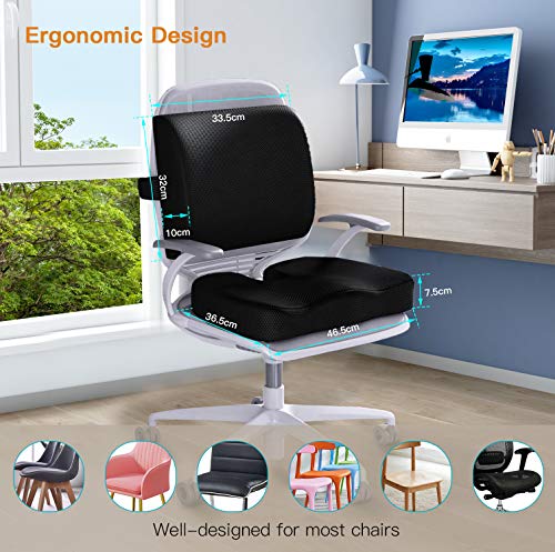 AMERIERGO Cojín de Espuma para Asiento y Cojín de Soporte Lumbar para Hemorroides, Alivio del Dolor en la Espalda, el Cóccix y la Cintura, Adecuado para Casa, Oficina, Automóvil y Silla de Ruedas