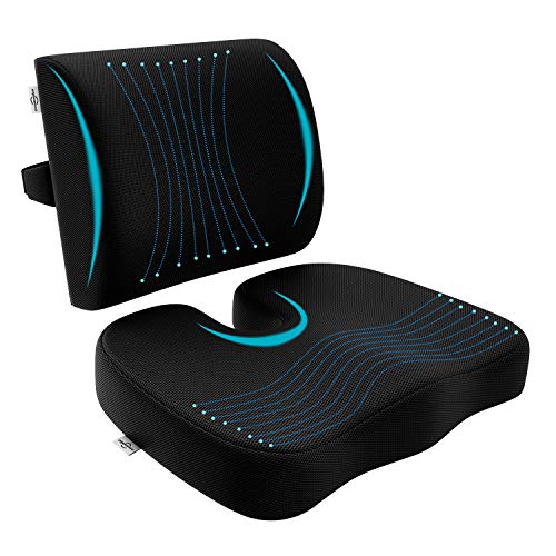 AMERIERGO Cojín de Espuma para Asiento y Cojín de Soporte Lumbar para Hemorroides, Alivio del Dolor en la Espalda, el Cóccix y la Cintura, Adecuado para Casa, Oficina, Automóvil y Silla de Ruedas