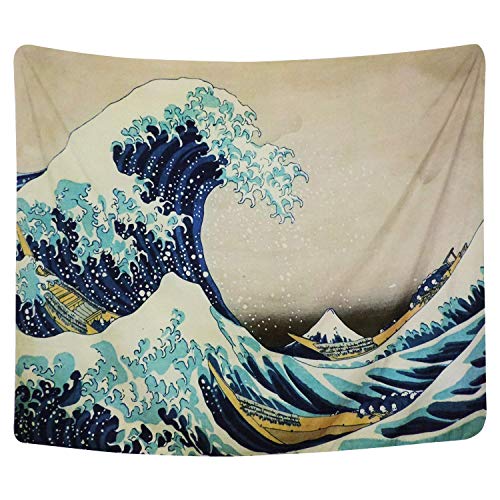 Amkun Tapiz de pared para colgar en la pared, gran ola Kanagawa, tapiz de pared con decoración para el hogar, sala de estar, dormitorio o decoración, Wave, 200x150cm
