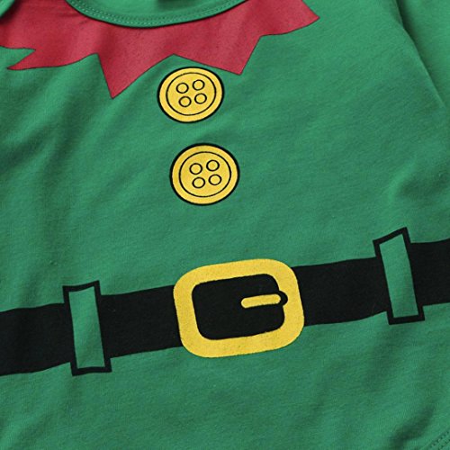Amlaiworld Ropa de Navidad bebé, Infantil Bebé niños niñas Trajes de Navidad Conjunto Mameluco + Pantalones + Sombrero 3 Mes - 2 Años (Verde, Tamaño:18-24Mes)