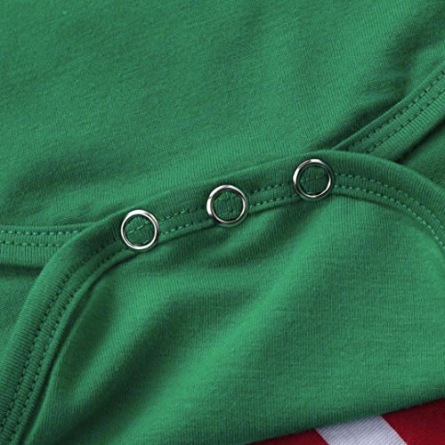 Amlaiworld Ropa de Navidad bebé, Infantil Bebé niños niñas Trajes de Navidad Conjunto Mameluco + Pantalones + Sombrero 3 Mes - 2 Años (Verde, Tamaño:18-24Mes)