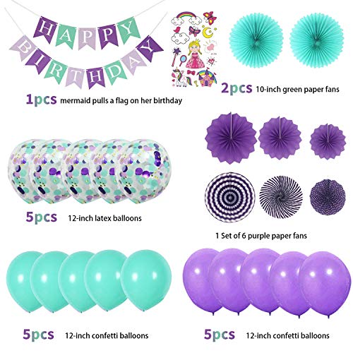 AMOE Globos Fiesta Suministros Cumpleaños Decoraciones Púrpura, de latex Kits de decoraciones de fiesta de cumpleaños de para niña Pequeña Fiesta de Cumpleaños de Dama de niño, Boda