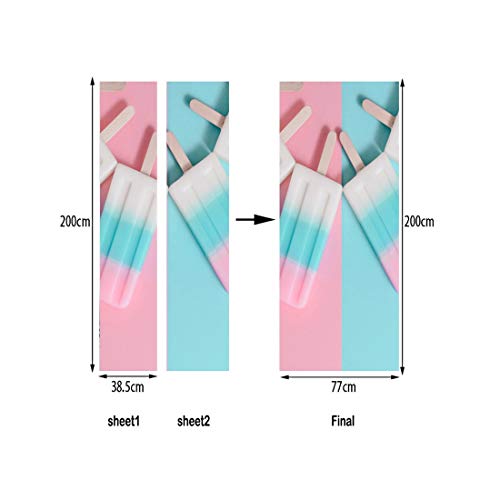 A.Monamour Pegatinas Decorativas de Puerta Autoadhesivo 3D Paletas De Helado Paletas En Colores Pastel Resumen De Antecedentes Vinilo para Puertas Mural PVC Pegatinas de Pared Foto Poster 77 x 200 cm