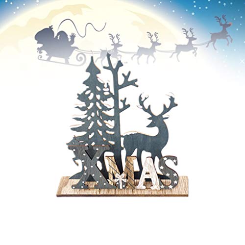 Amosfun Adorno de Escritorio de Madera de Navidad Lindo Alce árbol de Navidad Cartel de Placa de Madera decoración de Fiesta de Navidad Suministros Accesorios de fotografía