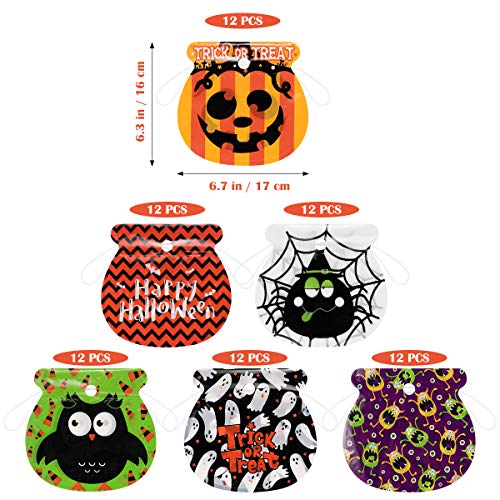 Amosfun Bolsas de Dulces con cordón de Halloween Bolsas de Regalo con Truco o Trato Bolsas de Cordones para niños, niñas y niños Favores de la Fiesta de Halloween Suministros 72PCS