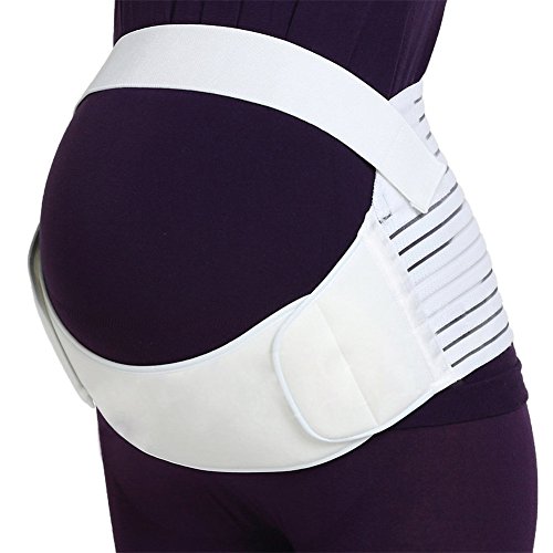 Amour Eden-Cinturón de Embarazo, Apoyo Abdominal y Lumbar para Mujeres Embarazadas, elástico, cómodo (Blanco, L)