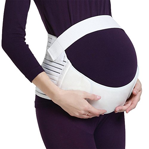 Amour Eden-Cinturón de Embarazo, Apoyo Abdominal y Lumbar para Mujeres Embarazadas, elástico, cómodo (Blanco, L)