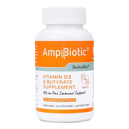 AmpBiotic® de RedoxBox® - Combinación sinérgica Butirato & Vitamina D3 (3000 IU) para inmunidad - 90 cápsulas blandas gastroresistentes