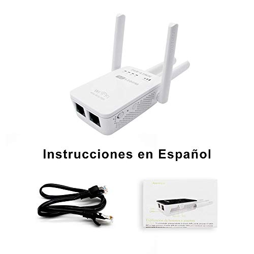Amplificadores Señal de WiFi 300Mbps y 1200Mbps, Repetidor Wifi Extensor Enrutador Inalámbrico Punto Acceso con 4 Antenas Externas en Largo Alcance (4 Modos, 2,4G y 5G, 4 Antenas, Puerto LAN/WAN, WPS)