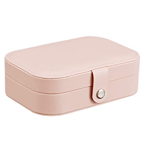 Amrls - Caja de almacenamiento de cosméticos para joyas, organizador de maquillaje, multifunción, diseño de pendientes de cuero, color rosa, Francia
