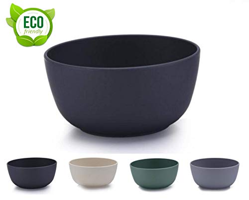 AMTNATURE Set de 4 Piezas Cuencos de bambú con Capacidad de 500 ml. APTO MICROONDAS y APTO LAVAVAJILLAS. Vajilla de bambú para Aperitivos Desayuno Fruta Cereales y Cumpleaños