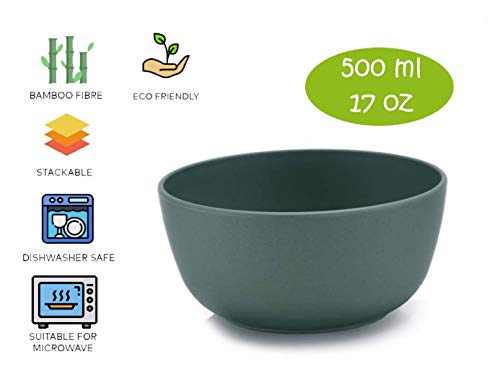 AMTNATURE Set de 4 Piezas Cuencos de bambú con Capacidad de 500 ml. APTO MICROONDAS y APTO LAVAVAJILLAS. Vajilla de bambú para Aperitivos Desayuno Fruta Cereales y Cumpleaños