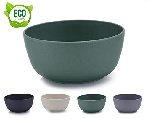 AMTNATURE Set de 4 Piezas Cuencos de bambú con Capacidad de 500 ml. APTO MICROONDAS y APTO LAVAVAJILLAS. Vajilla de bambú para Aperitivos Desayuno Fruta Cereales y Cumpleaños