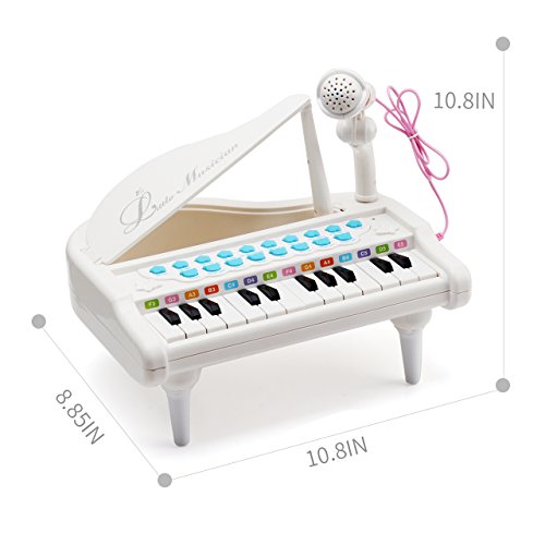 Amy&Benton Piano para Bebés, Pequeños, Regalo de cumpleaños para niñas de 1 2 3 años (Blanco, 24 Llaves)