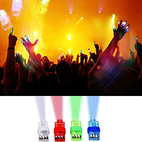Amycute 100 pcs LED de Dedos, Anillos de Luces Rojo Blanco Verde Azul Finger Lights para Cumpleaños Infantiles, Festival de Música, Fiesta Halloween