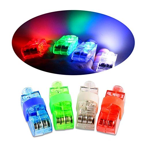Amycute 100 pcs LED de Dedos, Anillos de Luces Rojo Blanco Verde Azul Finger Lights para Cumpleaños Infantiles, Festival de Música, Fiesta Halloween
