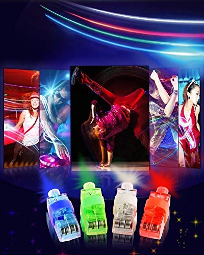 Amycute 100 pcs LED de Dedos, Anillos de Luces Rojo Blanco Verde Azul Finger Lights para Cumpleaños Infantiles, Festival de Música, Fiesta Halloween