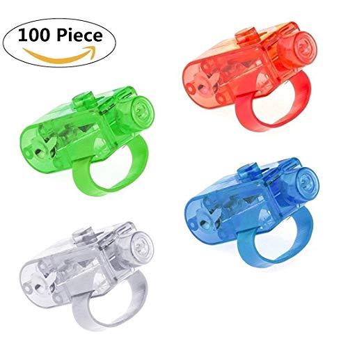 Amycute 100 pcs LED de Dedos, Anillos de Luces Rojo Blanco Verde Azul Finger Lights para Cumpleaños Infantiles, Festival de Música, Fiesta Halloween
