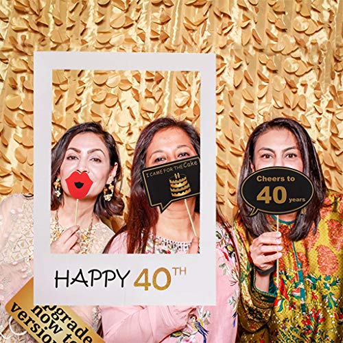 Amycute 40 años cumpleaños Photo Booth Props y marco photocall 40th cumpleaños, photocall 40 cumpleaños Accesorios para fiestas, decoraciones y favores