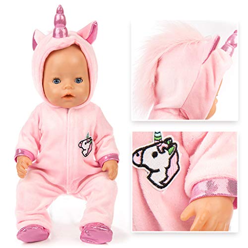 Amycute 43 cm la Ropa de la Muñeca del Traje del Unicornio con los Zapatos para Las Muñecas del Bebé Recién Nacido Girl Doll del Bebé(Rosa) (Rosa)