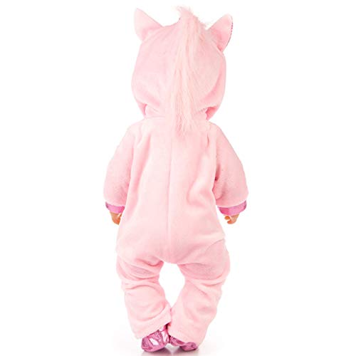 Amycute 43 cm la Ropa de la Muñeca del Traje del Unicornio con los Zapatos para Las Muñecas del Bebé Recién Nacido Girl Doll del Bebé(Rosa) (Rosa)