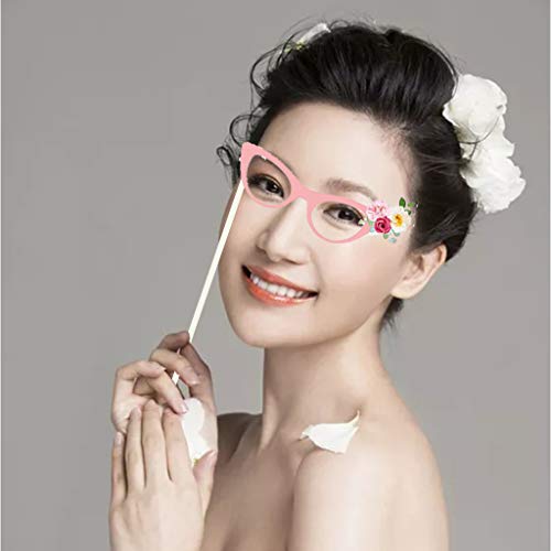 Amycute 44 pcs Boda Photo Booth Props, DIY Bigotes Gafas Sombreros Labios Lazo corbata anillo collar para el partido de la boda, Aniversario,compromiso, Accesorios para fiestas