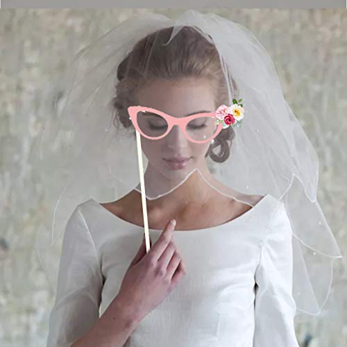 Amycute 44 pcs Boda Photo Booth Props, DIY Bigotes Gafas Sombreros Labios Lazo corbata anillo collar para el partido de la boda, Aniversario,compromiso, Accesorios para fiestas
