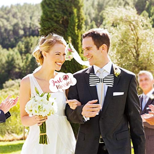 Amycute 44 pcs Boda Photo Booth Props, DIY Bigotes Gafas Sombreros Labios Lazo corbata anillo collar para el partido de la boda, Aniversario,compromiso, Accesorios para fiestas