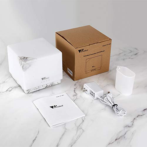 Amzdeal 700ml Difusor de Aceites Esenciales, Difusor de Aromas con Luz Nocturna de 8 Colores, Humidificador Ultrasónico sin BPA con Temporizador, Apagado Automático & Silencioso, para Yoga Spa Hogar