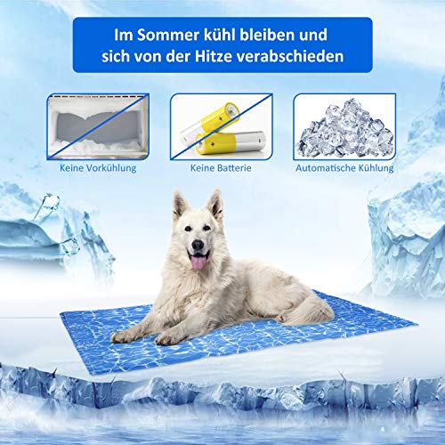 amzdeal Alfombrilla de Refrigeración para Perros - Alfombra Refrescante Resistente para Mascotas, No Tóxico & Plegable, Enfriamiento Automático, Manta Fresca para Cojín de Silla, XL (120 x 70 cm)