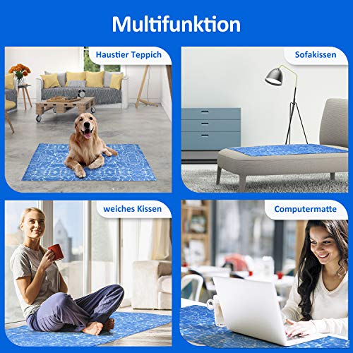 amzdeal Alfombrilla de Refrigeración para Perros - Alfombra Refrescante Resistente para Mascotas, No Tóxico & Plegable, Enfriamiento Automático, Manta Fresca para Cojín de Silla, XL (120 x 70 cm)