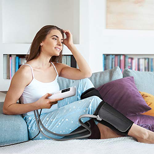amzdeal Masajeador de Piernas con Compresión de Aire, Masajeador de Pantorrillas de Circulación con Función de Calentamiento, Adecuado para Piernas, Brazos, Pies, en Hogar y Oficina